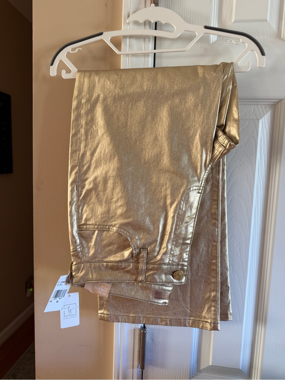KUT the Kloth Gold Metallics c Charlotte High Rose Wide Leg Pants sz 10